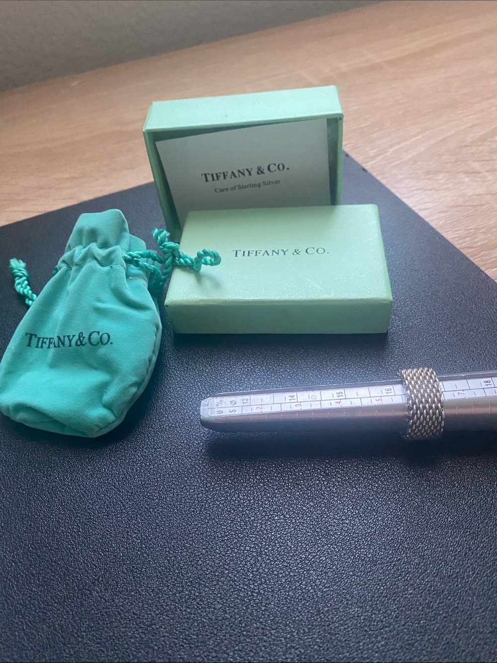 Tiffany & Co. Robin's Egg Blue-Green Jewelry Pouch and Box Set